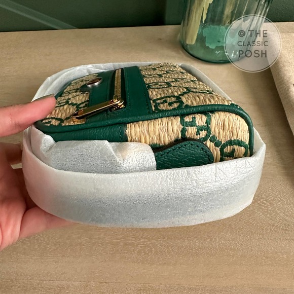 ❌SOLD❌ NEW Green Ophidia GG Supreme Raffia Shoulder Crossbody Bag - Picture 2 of 10